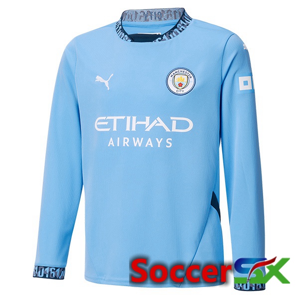 Manchester City Home Soccer Jersey Long sleeve Blue 2024/2025
