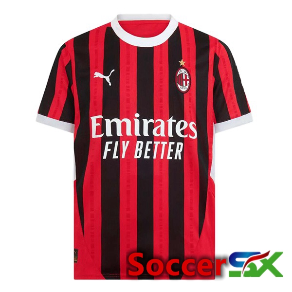 AC Milan Home Soccer Jersey Red Black 2024/2025