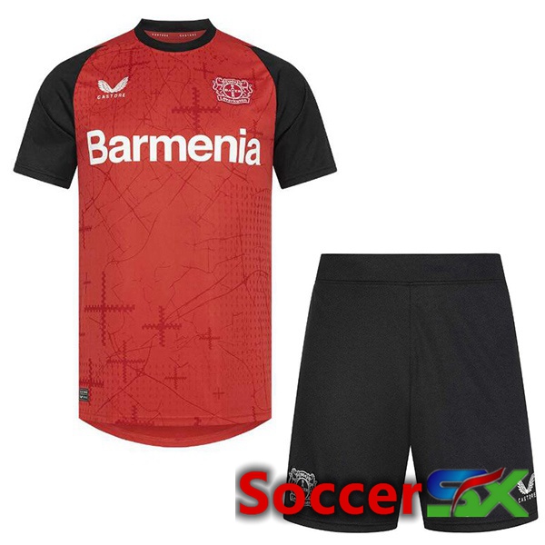 Bayer 04 Leverkusen Kids Home Soccer Jersey Black Red 2024/2025
