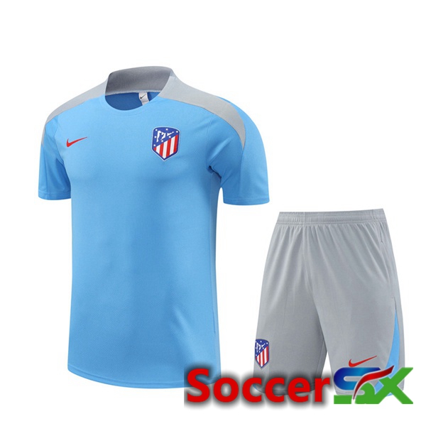 Atletico Madrid kit Training T Shirt + Shorts Blue 2024/2025