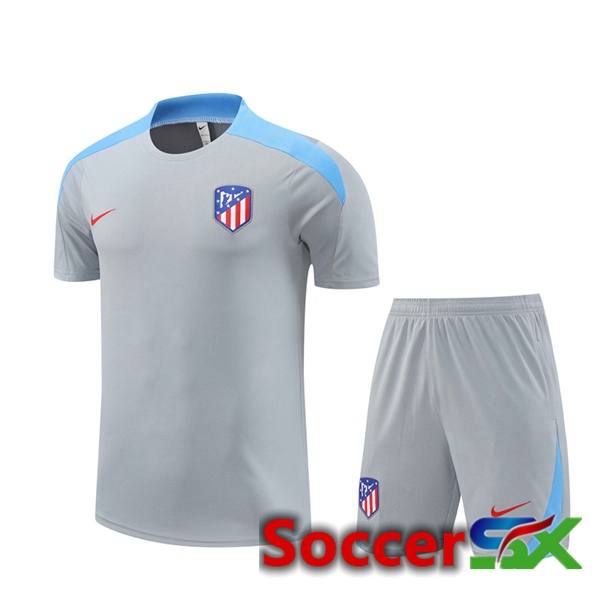 Atletico Madrid kit Training T Shirt + Shorts Grey 2024/2025