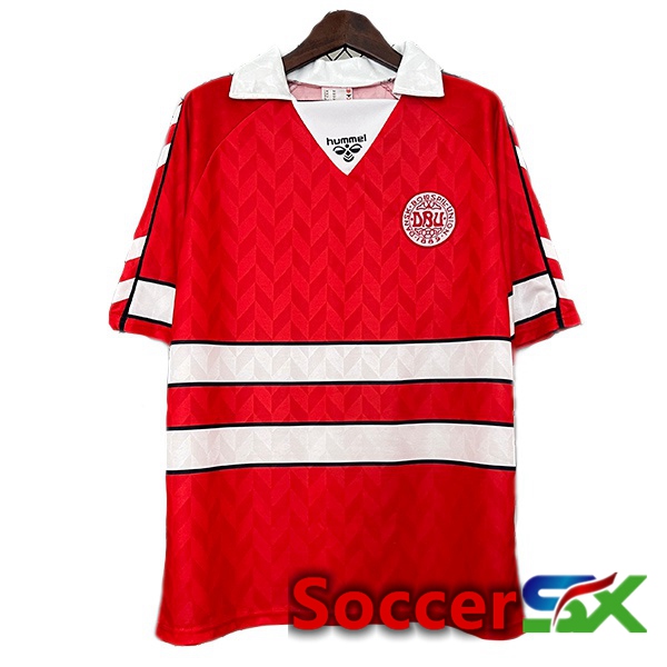 Denmark Retro Home Soccer Jersey Red 1988