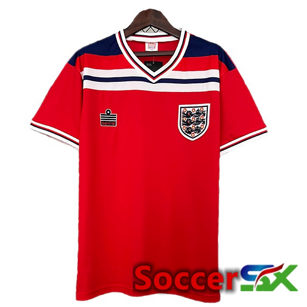 England Retro Away Soccer Jersey Red 1982