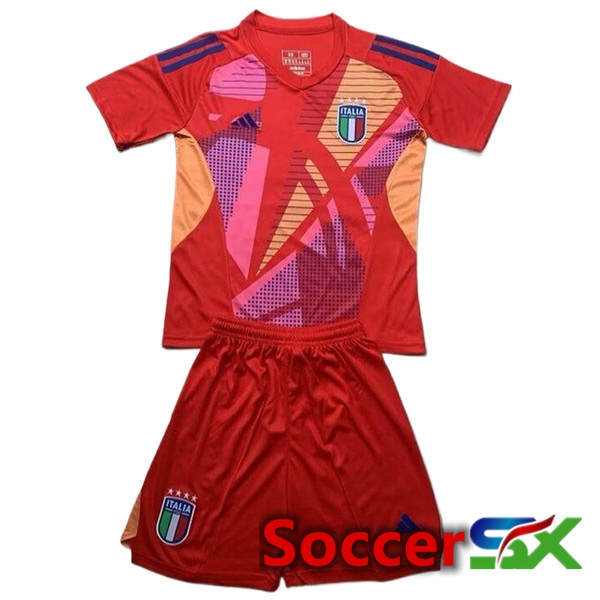 Italy Kids Goalkeeper Soccer Jersey Red 2024/2025