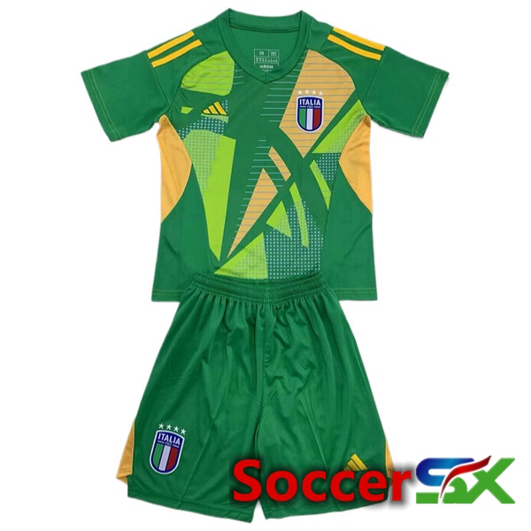 Italy Kids Goalkeeper Soccer Jersey Green 2024/2025