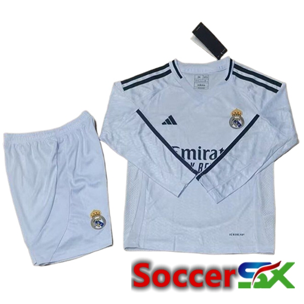 Real Madrid Kids Home Soccer Jersey Long sleeve 2024/2025