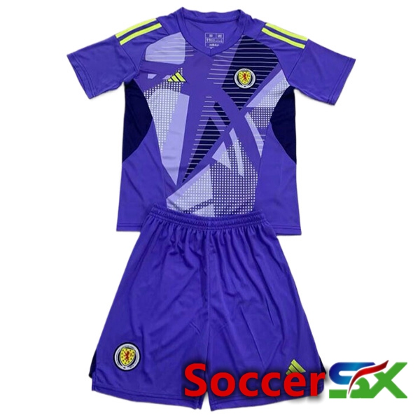 Scotland Kids Goalkeeper Soccer Jersey Purple UEFA Euro 2024