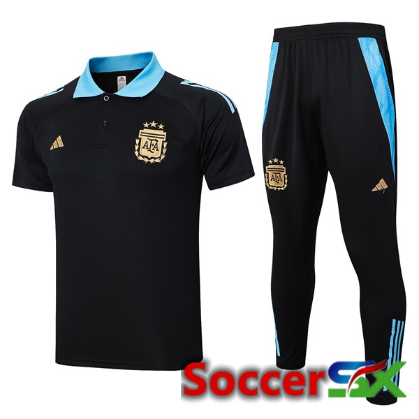 Argentina Soccer Polo + Training Pants Black 2024/2025