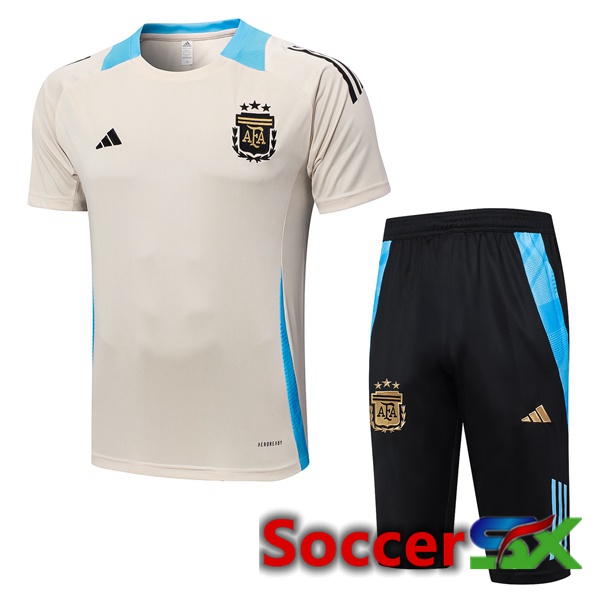 Argentina kit Training T Shirt + Shorts Yellow 2024/2025