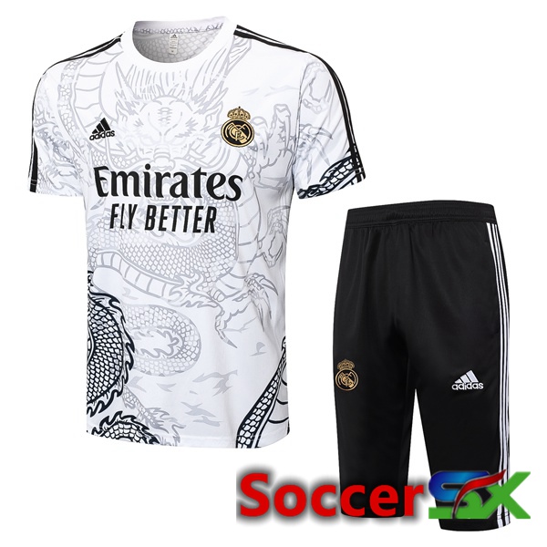 Real Madrid kit Training T Shirt + Shorts White 2024/2025