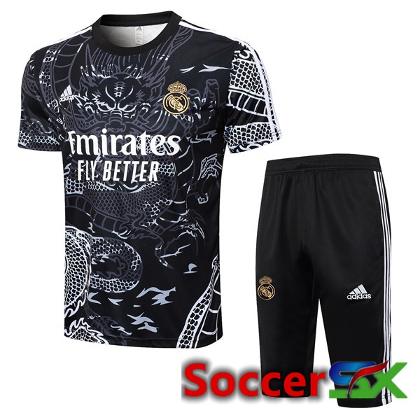 Real Madrid kit Training T Shirt + Shorts Black 2024/2025