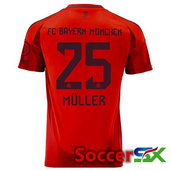 Bayern Munich (Müller 25) Home Soccer Jersey Red 2024/2025