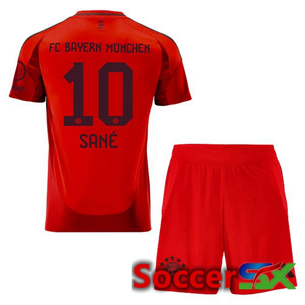 Bayern Munich (Sané 10) Kids Home Soccer Jersey Red 2024/2025