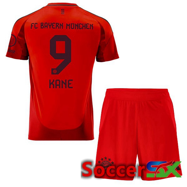 Bayern Munich (Kane 9) Kids Home Soccer Jersey Red 2024/2025