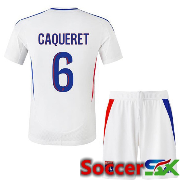 lyon OL (CAQUERET 6) Kids Home Soccer Jersey White 2024/2025