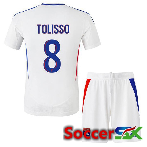 lyon OL (TOLISSO 8) Kids Home Soccer Jersey White 2024/2025