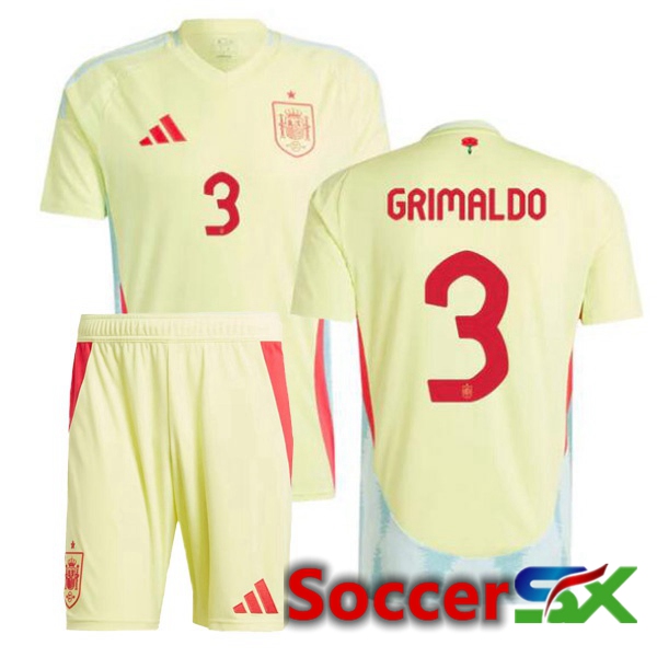 Spain (GRIMALDO 3) Kids Away Soccer Jersey Yellow 2024/2025