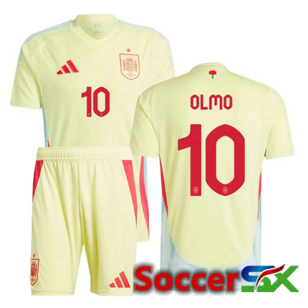 Spain (OLMO 10) Kids Away Soccer Jersey Yellow 2024/2025