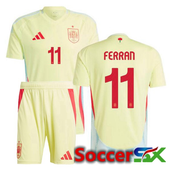 Spain (FERRAN 11) Kids Away Soccer Jersey Yellow 2024/2025