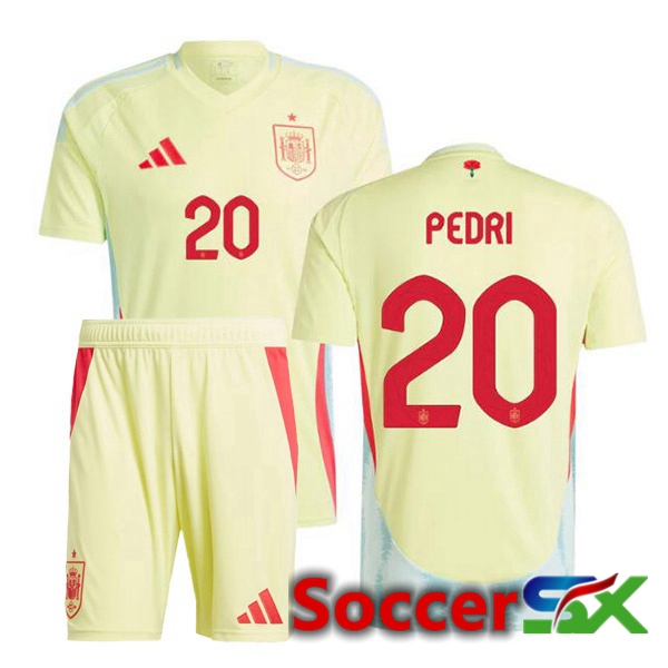 Spain (PEDRI 20) Kids Away Soccer Jersey Yellow 2024/2025