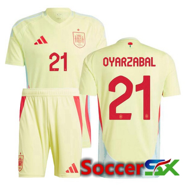 Spain (OYARZABAL 21) Kids Away Soccer Jersey Yellow 2024/2025