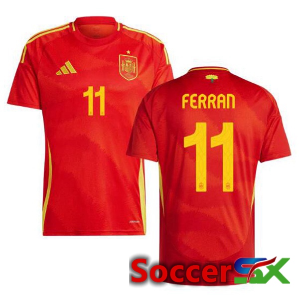 Spain (FERRAN 11) Home Soccer Jersey Red 2024/2025