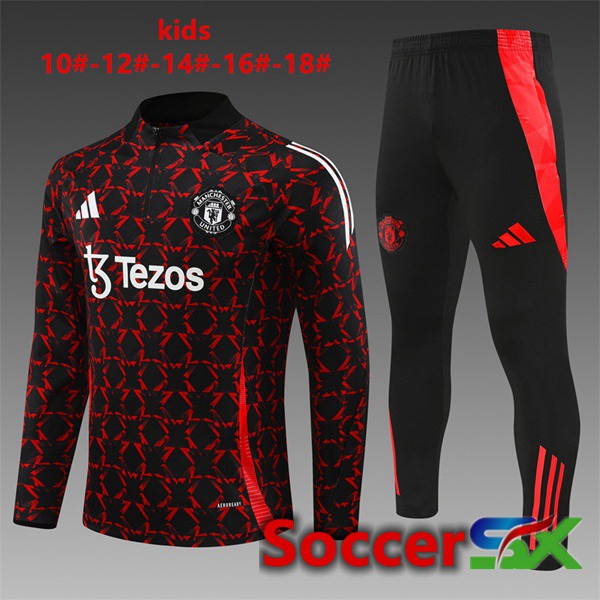 Manchester United Kids kit Training Tracksuit Red Black 2024/2025