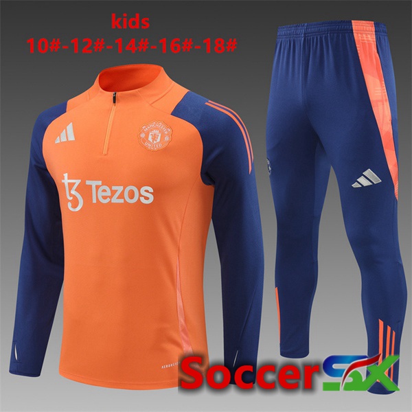 Manchester United Kids kit Training Tracksuit Orange 2024/2025