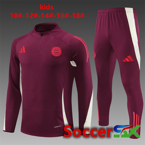 Bayern Munich Kids kit Training Tracksuit Red 2024/2025