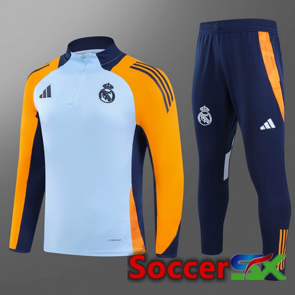 Real Madrid Kids kit Training Tracksuit White Orange 2024/2025