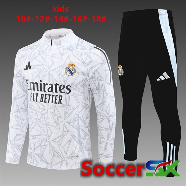 Real Madrid Kids kit Training Tracksuit White 2024/2025