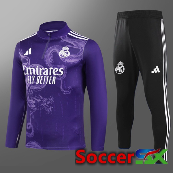 Real Madrid Kids kit Training Tracksuit Purple 2024/2025