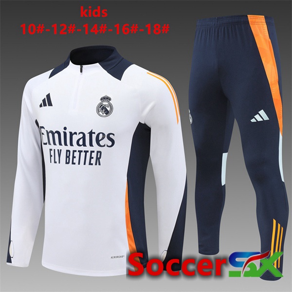 Real Madrid Kids kit Training Tracksuit White 2024/2025