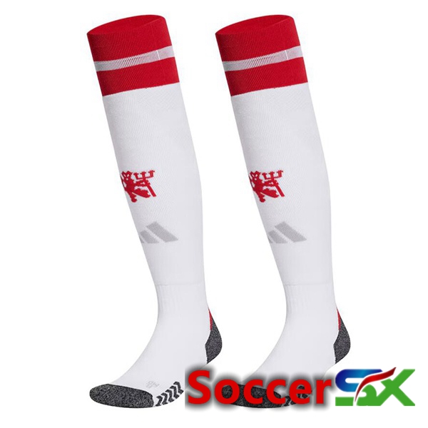 Manchester United Home Soccer Socks White 2024/2025