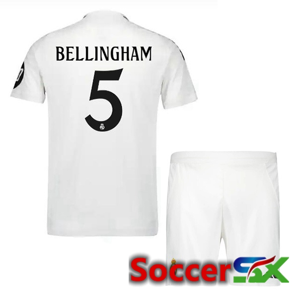 Real Madrid (Bellingham 5) Kids Home Soccer Jersey White 2024/2025