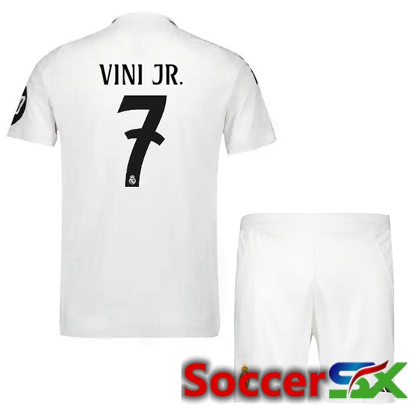 Real Madrid (Vini Jr. 7) Kids Home Soccer Jersey White 2024/2025