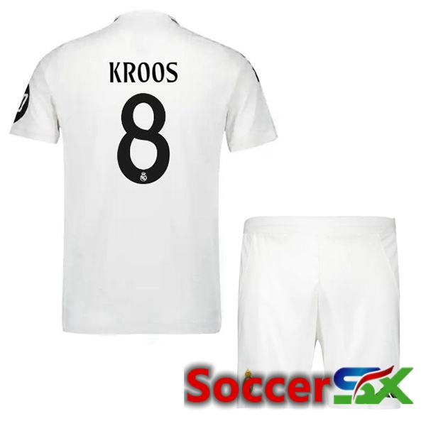 Real Madrid (Kroos 8) Kids Home Soccer Jersey White 2024/2025