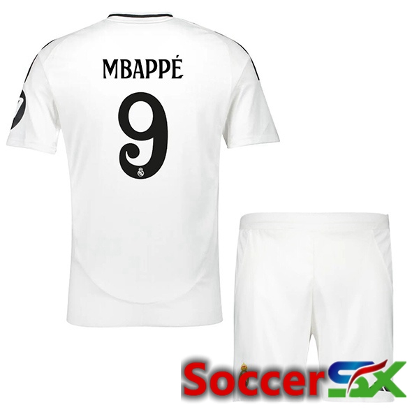 Real Madrid (Mbappé 8) Kids Home Soccer Jersey White 2024/2025