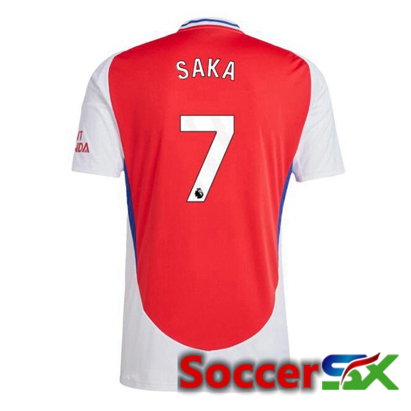 Arsenal (SAKA 7) Home Soccer Jersey Red White 2024/2025