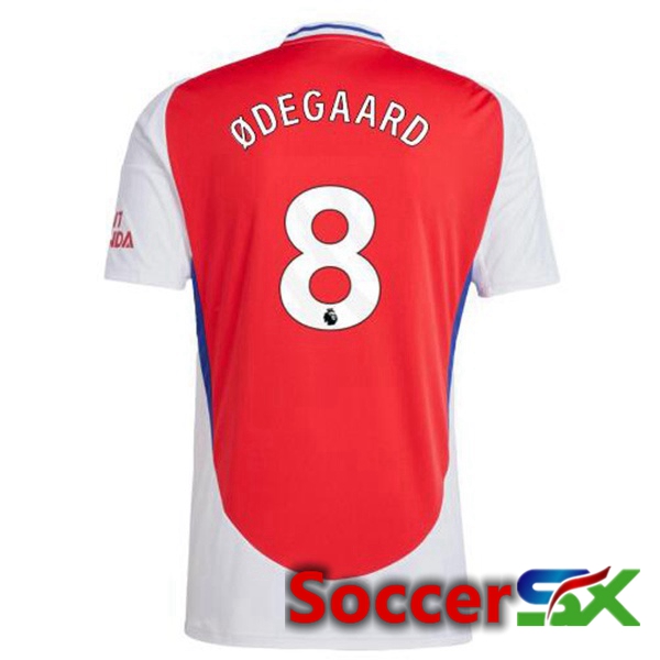 Arsenal (ØDEGAARD 8) Home Soccer Jersey Red White 2024/2025