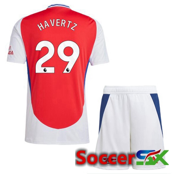 Arsenal (HAVERTZ 29) Kids Home Soccer Jersey Red White 2024/2025