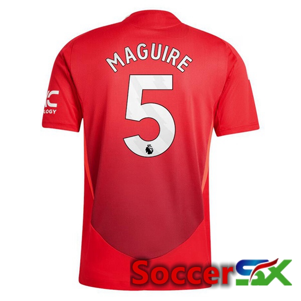 Manchester United (Maguire 5) Home Soccer Jersey Red 2024/2025