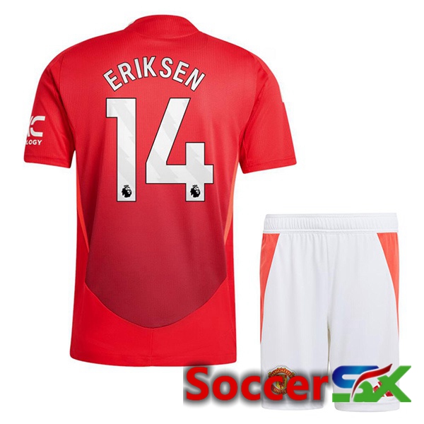 Manchester United (Eriksen 14) Kids Home Soccer Jersey Red 2024/2025