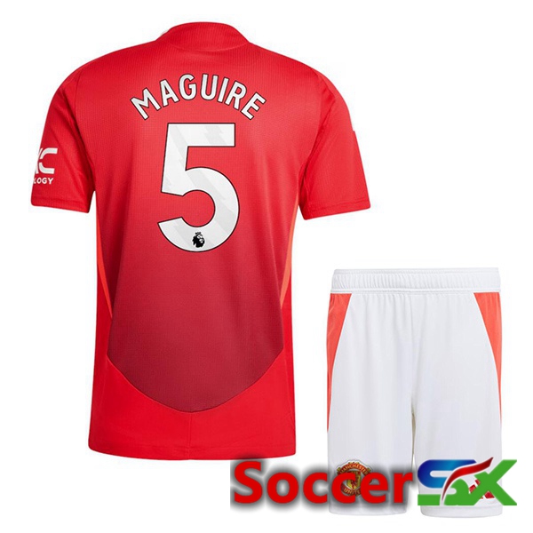 Manchester United (Maguire 5) Kids Home Soccer Jersey Red 2024/2025