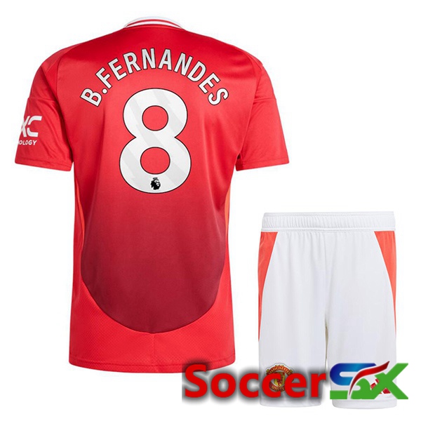 Manchester United (B.Fernandes 8) Kids Home Soccer Jersey Red 2024/2025