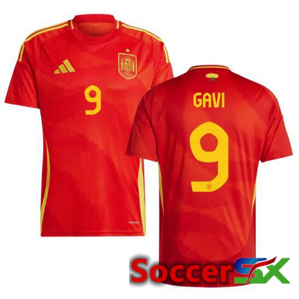 Spain (GAVI 9) Home Soccer Jersey Red UEFA Euro 2024