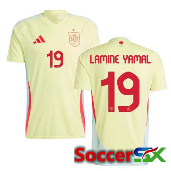 Spain (LAMINE YAMAL 19) Away Soccer Jersey Yellow UEFA Euro 2024