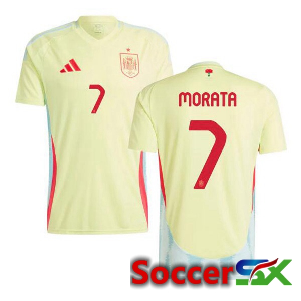 Spain (MORATA 7) Away Soccer Jersey Yellow UEFA Euro 2024