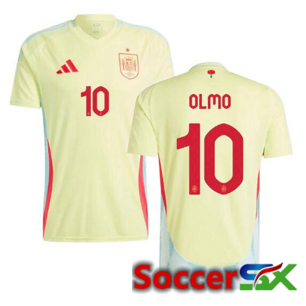 Spain (OLMO 10) Away Soccer Jersey Yellow UEFA Euro 2024