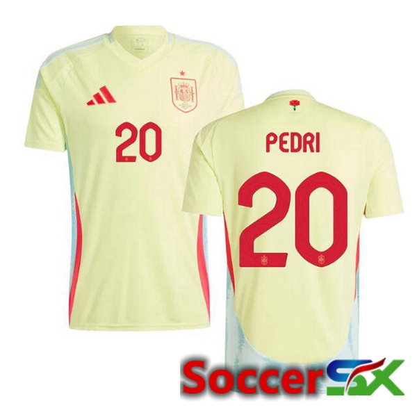 Spain (PEDRI 20) Away Soccer Jersey Yellow UEFA Euro 2024